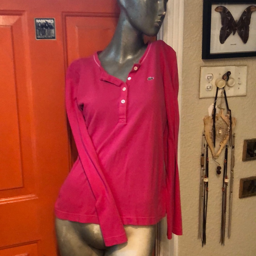 Pink Lacoste long sleeve shirt